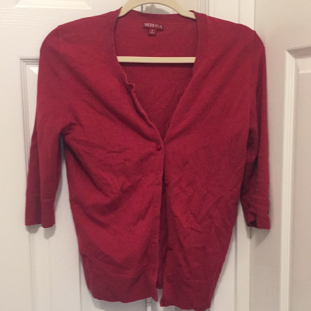 Red cardigan